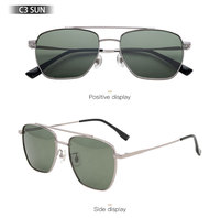 Lunettes de soleil minimalistes carrées à double pont en alliage pour hommes, idéales pour la conduite en extérieur, personnalisables en gros (OEM)