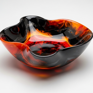 Bol décoratif en résine noire artisanale de luxe |   Bol décoratif sculptural moderne et brillant - Product Image 5