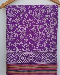 Purple Floral Hand Block Print Cotton <b>Sarong</b> Lightweight Cover Up Floral Scarf <b>Wrap</b> Resort Wear <b>Sarong</b> Boho Cover Up - Product Image 3