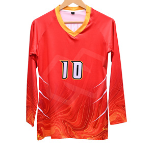 Camiseta de Voleibol Roja de Manga Larga, Uniforme Deportivo Personalizado para Hombres, Mujeres y Adultos, para Entrenamiento y Competencia - Product Image 1