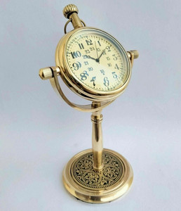 Vintage Brass Nautical <b>Desk</b> <b>Clock</b> Round Analog Table <b>Clock</b> Marine Style Decorative Timepiece for Desktop Decor - Product Image 4
