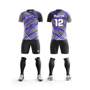 Conjunto de Camiseta de Fútbol para Hombre con Patrón Geométrico Rojo, Manga Corta, Poliéster que Absorbe la Humedad, Uniforme Deportivo para Todas las Temporadas - Product Image 3