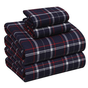 Parure de lit en coton à carreaux 4 pièces 300 fils/cm² tissée respirante toutes saisons pour la maison style minimaliste lavable en machine - Product Image 4