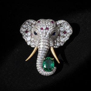 Broche de Plata de Ley con Piedra Verde Elefante para Niños, Pin de Solapa, Joyería de Destaque para Sherwani, Regalo para Fiesta de Boda - Product Image 3