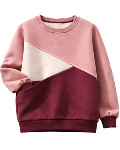 Sudadera de Mujer Color Block Rosa y Borgoña, Cuello Redondo, Estilo Casual, Oversize, Forro Polar, Personalizable, para Invierno - Product Image 1