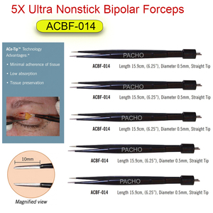 5X Ellman Surgitron ACBF-014 Pince bipolaire ultra antiadhésive, longueur 15,9 cm et pointe droite de 0,5 mm, pince bipolaire de diathermie réutilisable - Product Image 4