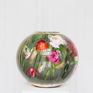 Jarrón Decorativo de Metal con Estampado Floral para Decoración del Hogar, Maceta Artesanal para Sala de Estar, Centro de Mesa de Lujo con Toque Dorado - Product Image 2