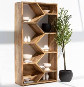 Étagères de présentation en bois Vandana Merino Radiant, design moderne minimaliste en bois massif - Product Image 1