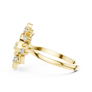 Flower Shape Minimalist 10k 14k 18k Solid Yellow Gold Ring With Round Cut Lab Grown Diamonds Classic Wedding Band Gift for Her - Product Image 2