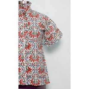 Chemisier décontracté coréen pour femme, style vintage floral, boutonné, haute qualité, 100 % coton respirant, écologique, été - Product Image 2