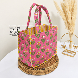 Bolso Tote Mini Acolchado de Algodón Personalizado, Bolso de Hombro Hecho a Mano, Suave y Duradero, con Diseño Floral Rosa, Bolso de Moda para Mujer, Venta al Por Mayor - Product Image 3