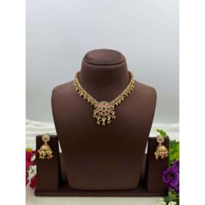 Heena Heritage 24K Gold Plated Zircon Necklace & Earring Set - Product Image 1