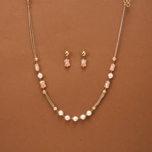 เครื่องประดับทำมือจากอินเดีย สร้อยคอประดับเพชรคิวบิกเซอร์โคเนียแบบโมลา พร้อมการชุบสองสี - Product Image 2