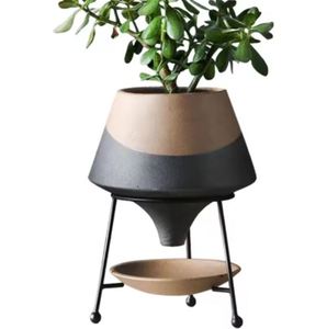 Soporte para Macetas de Metal, Redondo, con Tres Patas, Color Negro y Terracota, Hecho a Mano - Product Image 2