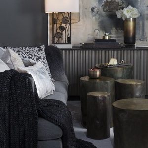 Saleem international 2026 Luxury Upholstered Table with Gold Metal Ginkgo <b>Leaf</b> Base Decorative Entryway or Bedroom Seating - Product Image 2