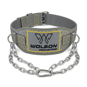 Reinforced Dip <b>Belt</b> with Metal <b>Chain</b> for Bodybuilding Cross Training and Home Gym Workouts Gear Premium Training. - Product Image 1