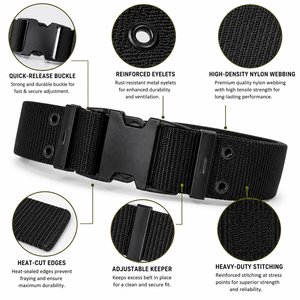 Ceinture tactique Molle pour homme de haute qualité, super résistante, avec logo personnalisé, fabrication industrielle, robuste, enduite de poudre, 32 œillets, polyester/nylon - Product Image 5