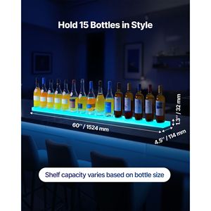 Étagère à whisky éclairée par LED à 1 niveau de 60 pouces, alimentée par USB, étagère de bar lumineuse pour la maison, télécommande RF, étagère d'exposition de spiritueux éclairée par LED - Product Image 2