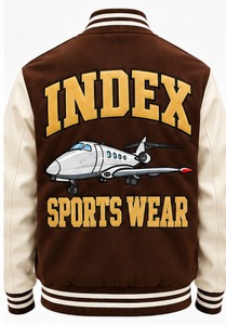 Chaqueta Varsity para Hombre Indao, Estilo Preppy, Logotipo Bordado, Cuello Camisero, Corte Regular, para Otoño - Product Image 4
