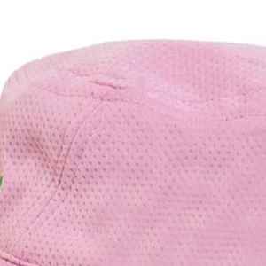 <b>Pink</b> Mesh <b>Bucket</b> Hat with Green Trim Unisex Casual Summer Beach Hat for Children Solid Color Adjustable Fit - Product Image 3