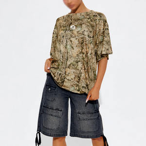 Maillot de football américain surdimensionné de qualité supérieure pour femme, en maille sublimée, motif camouflage, streetwear, haut décontracté à manches courtes - Product Image 6