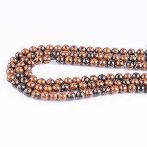 Perles rondes en obsidienne acajou naturelle de 8 mm, pierres précieuses polies en vrac pour la fabrication de bijoux, vente en gros - Product Image 2