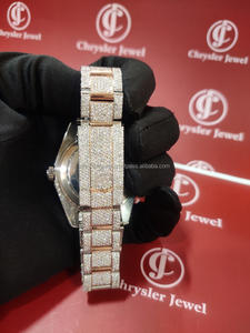 Montre antique de qualité supérieure entièrement glacée VVS Clarity Moissanite Studded Diamond Watches Montre de luxe en acier inoxydable pour hommes - Product Image 5