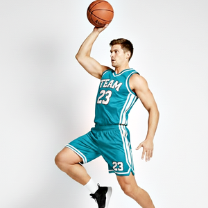 Ensemble d'uniformes de basketball 100 % polyester respirant unisexe bleu ciel à séchage rapide, débardeur et short de football avec logo personnalisé - Product Image 2