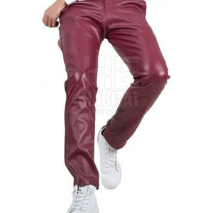 Diseña tu propio logotipo, pantalones de cuero para hombre, cómodos, duraderos, elegantes, de cuero genuino suave, diseño clásico para uso casual. - Product Image 2