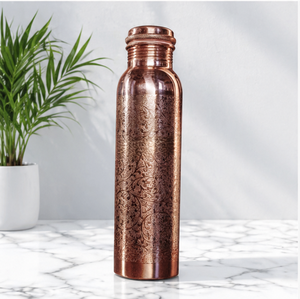 SwamiG TradeX Royal Luxury Engraved Copper Bottle-Portable Reusable Washable Anti-Slip Indian Origin for Camping & Travel - Product Image 2