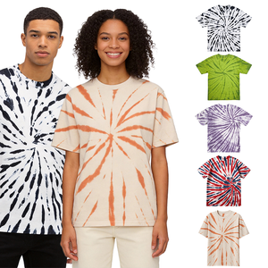 T-shirts décontractés pour femmes, coupe ajustée, imprimés numériques tie-dye, appliqués, boutons, tissu jersey en coton respirant et écologique - Product Image 6