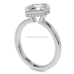 Esculpido Radiance Marquesa Forma Moissanite Diamante Solitario Anillo Elegante Compromiso Boda y Regalo - Product Image 2