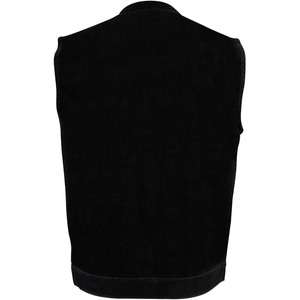 Samroz Sports Men's Black Classic Genuine Leather <b>Cowboy</b> Biker <b>Vest</b> V-Neck Zipper Closure Winter Outerwear Anti-Wrinkle - Product Image 4