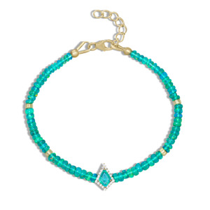 <b>BRACELET</b> - KITE OPAL <b>CHARM</b> PLAIN BEADED synthetic opal <b>charm</b> <b>bracelet</b> natural opal <b>bead</b> <b>bracelet</b> glass <b>bead</b> opal <b>bracelet</b> stain - Product Image 4