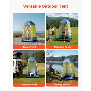 Portable Camping Shower <b>Tent</b> 1 Room Privacy Changing Room Aluminum <b>Frame</b> Steel Poles Ground Stakes Ropes Carry Bag 200D Oxford - Product Image 6