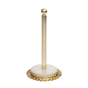 Premium Gold Metal Flower Design <b>Paper</b> Towel Holder Rust-Free Iron Wire Standing Tissue Roll Stand For Luxury <b>Kitchen</b> & Dining - Product Image 6