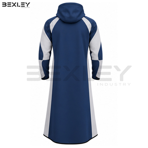 Thobes de couleur bleu-gris, fabrication OEM/ODM, marque privée, avec manches raglan, fermeture éclair frontale, coupe décontractée et design de poche moderne - Product Image 4