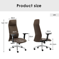 Chaise de direction de luxe, chaise de bureau ergonomique en cuir à dossier haut avec accoudoirs 3D réglables.