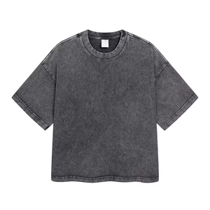 Camiseta de Hombre, Corte Regular, Lavado Ácido, Manga Corta, Cuello Redondo, Casual, Color Sólido, 230 GSM, Algodón, Impresión Serigráfica, Secado Rápido - Product Image 3