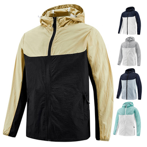 Custom Breathable Quick Dry Eco-Friendly Polyester/Nylon Windbreaker <b>Jacket</b> <b>Men</b> Lightweight Waterproof Hooded Outdoor <b>Running</b> - Product Image 3