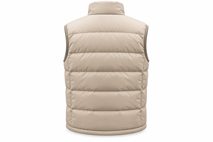 Chaleco Acolchado Beige para Hombre, Cuello Alto, Sin Mangas, Cierre de Cremallera, Logotipo Bordado, Ropa de Invierno Informal, OEM - Product Image 2