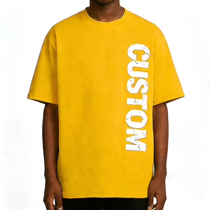 เสื้อยืดผู้ชายทรงโอเวอร์ไซส์ ผ้าคอตตอน 100% เนื้อหนัก ตัดต่อผ้าแบบ Splice น้ำหนัก 260 กรัม พิมพ์ลาย DTG สไตล์ลำลอง สตรีทแวร์ ลุคฟอกสี เสื้อยืดเปล่า - Product Image 1