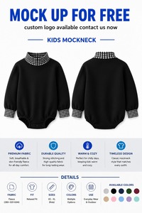 Quick Dry Infant Bodysuit With Checkered Collar And Cuffs Long Sleeve Solid Color Lightweight <b>Bubble</b> Romper Regular Fit For <b>Kids</b> - Product Image 3