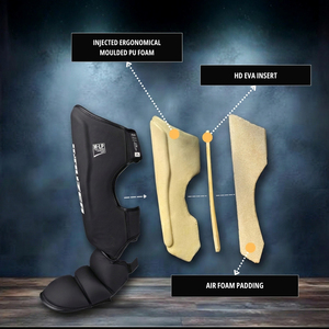 Protège-tibias professionnels en cuir PU pour MMA, Kickboxing, Muay Thai, avec rembourrage multicouche et sangle réglable pour adulte - Product Image 5