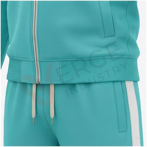 Veste de survêtement turquoise pour homme, manches longues, col montant, fermeture éclair sur le devant, imprimé géométrique, respirante, coupe sportive, ajustement régulier, idéale pour le printemps - Product Image 5