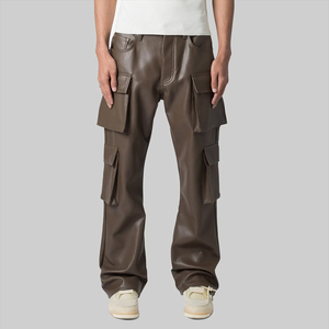 Pantalon en cuir tendance pour homme, nouveau design, avec poche latérale, prix bas, coupe droite. - Product Image 1