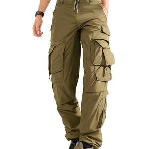 Pantalones Cargo Azul Marino para Hombre con Múltiples Bolsillos, Cintura Elástica, Estilo Workwear, Tela de Lona de Secado Rápido, para Otoño - Product Image 4