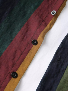 Nueva Camisa de Lino y Algodón de Manga Larga para Hombre, Camisas Estampadas Retro con Combinación de Colores - Product Image 5