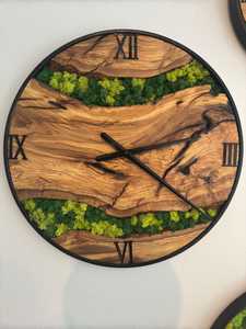 Handmade Art Deco Wooden Wall <b>Clock</b> Natural Preserved Moss Olive Wood Frame Eco-Friendly Custom Modern for Living Room Hanging - Product Image 6
