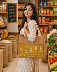 Sac fourre-tout surdimensionné en jute écologique, imprimé moutarde, grande capacité, pour la plage, les fêtes, les courses - Product Image 2
